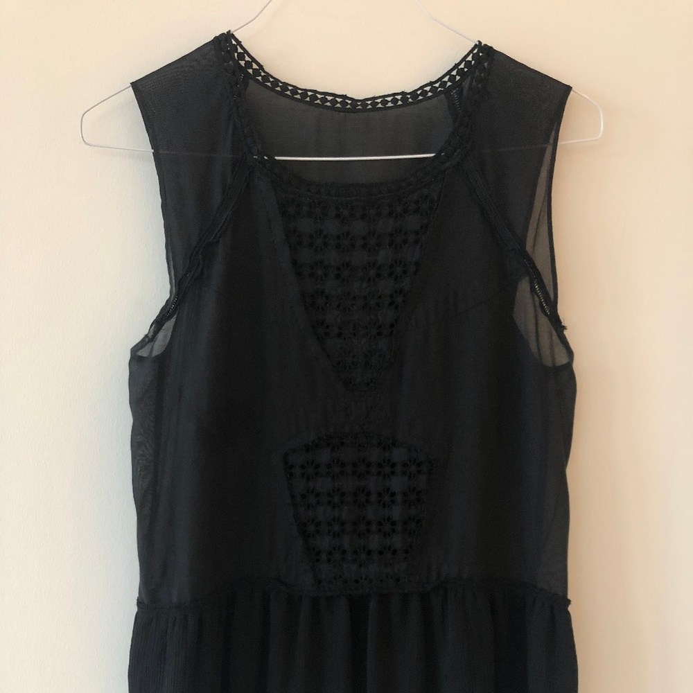 Free People Black Blouse Tank Top Boho (Size S/M)